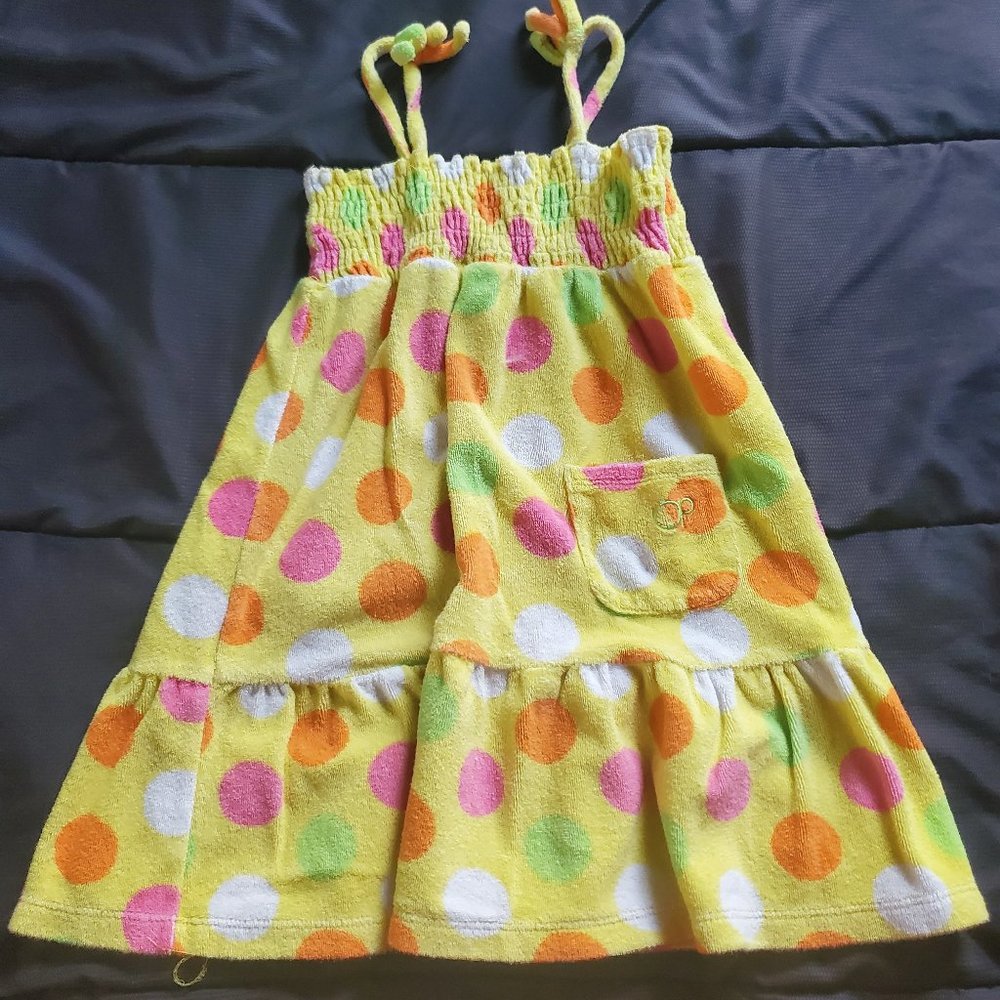 Girls 5T yellow polka dot dress